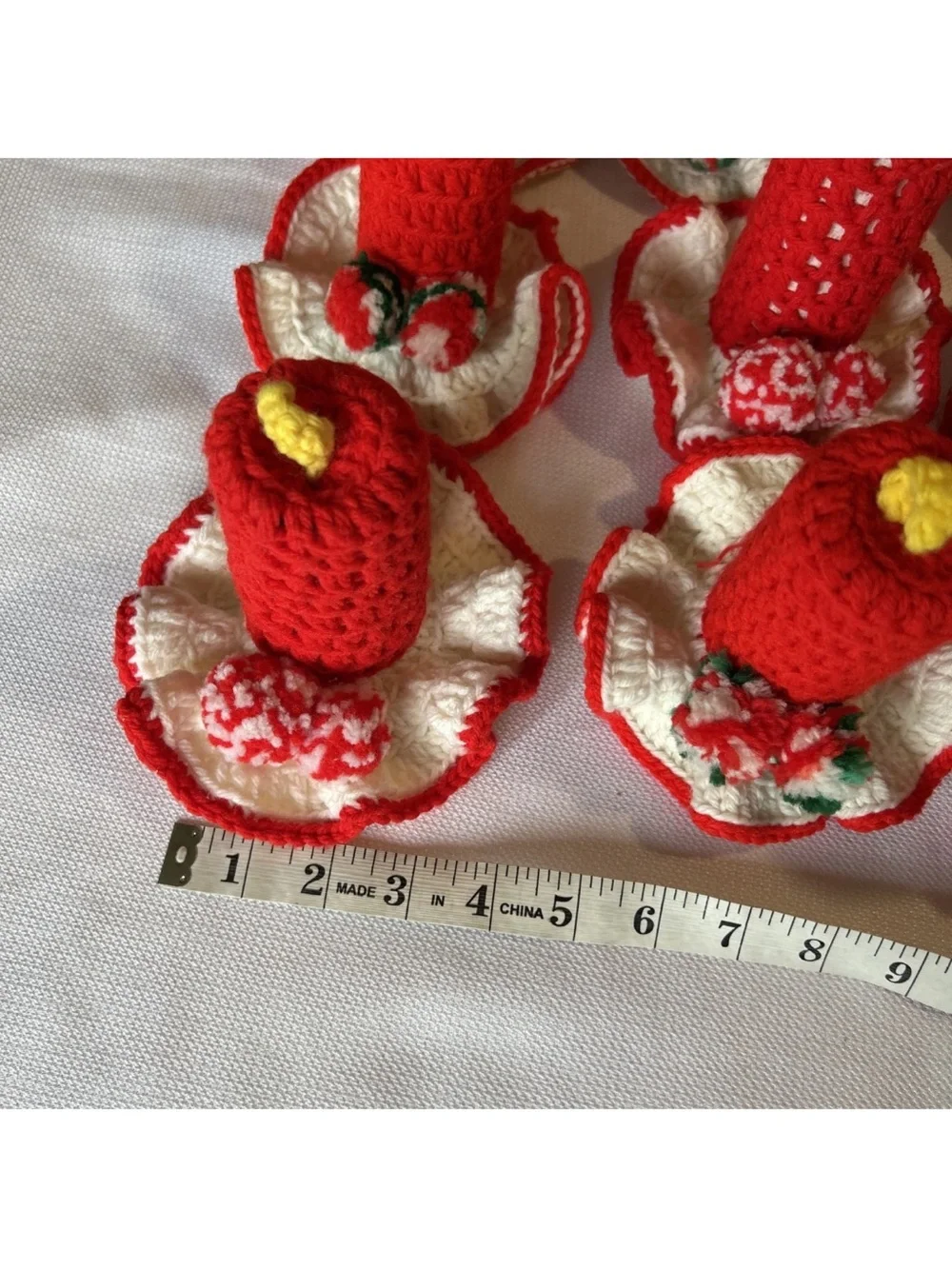 Handmade Red Crochet Holiday Candles  - Set of 15